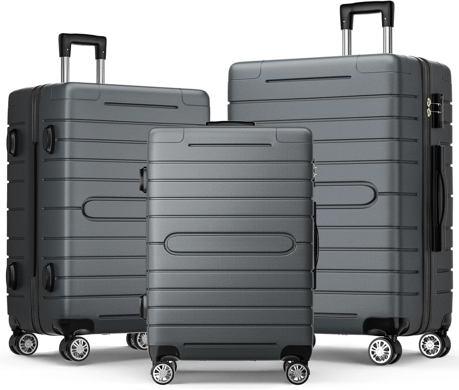 3 Piece Luggage Set ABS Hardshell Luggage Sets with Spinner Wheel TSA Lock Suitcase, 20/24/28 Inch (Gray)