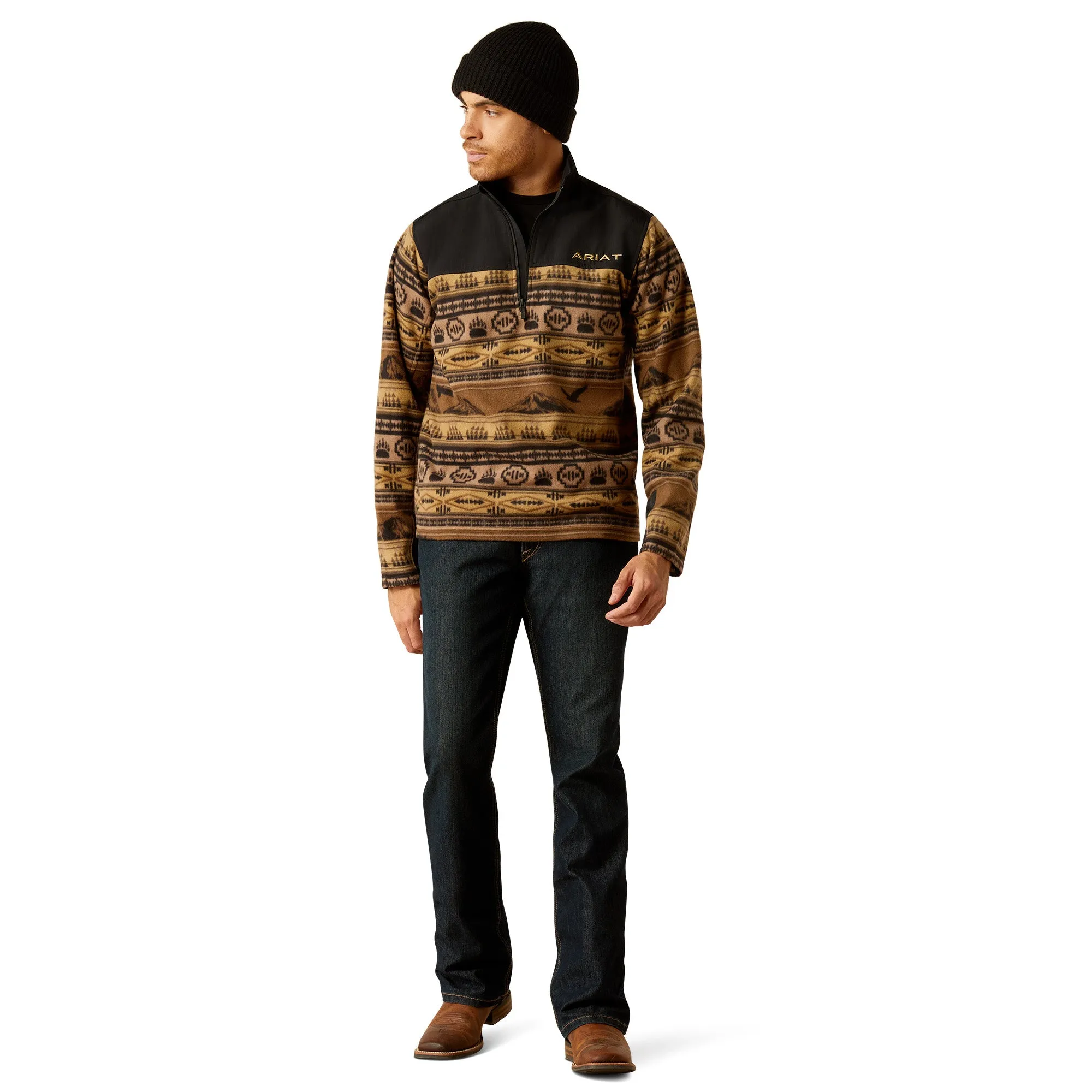 Ariat Men's Basis 2.0 Brown Scenic Serape 1/4 Zip Sweatshirt 10052732