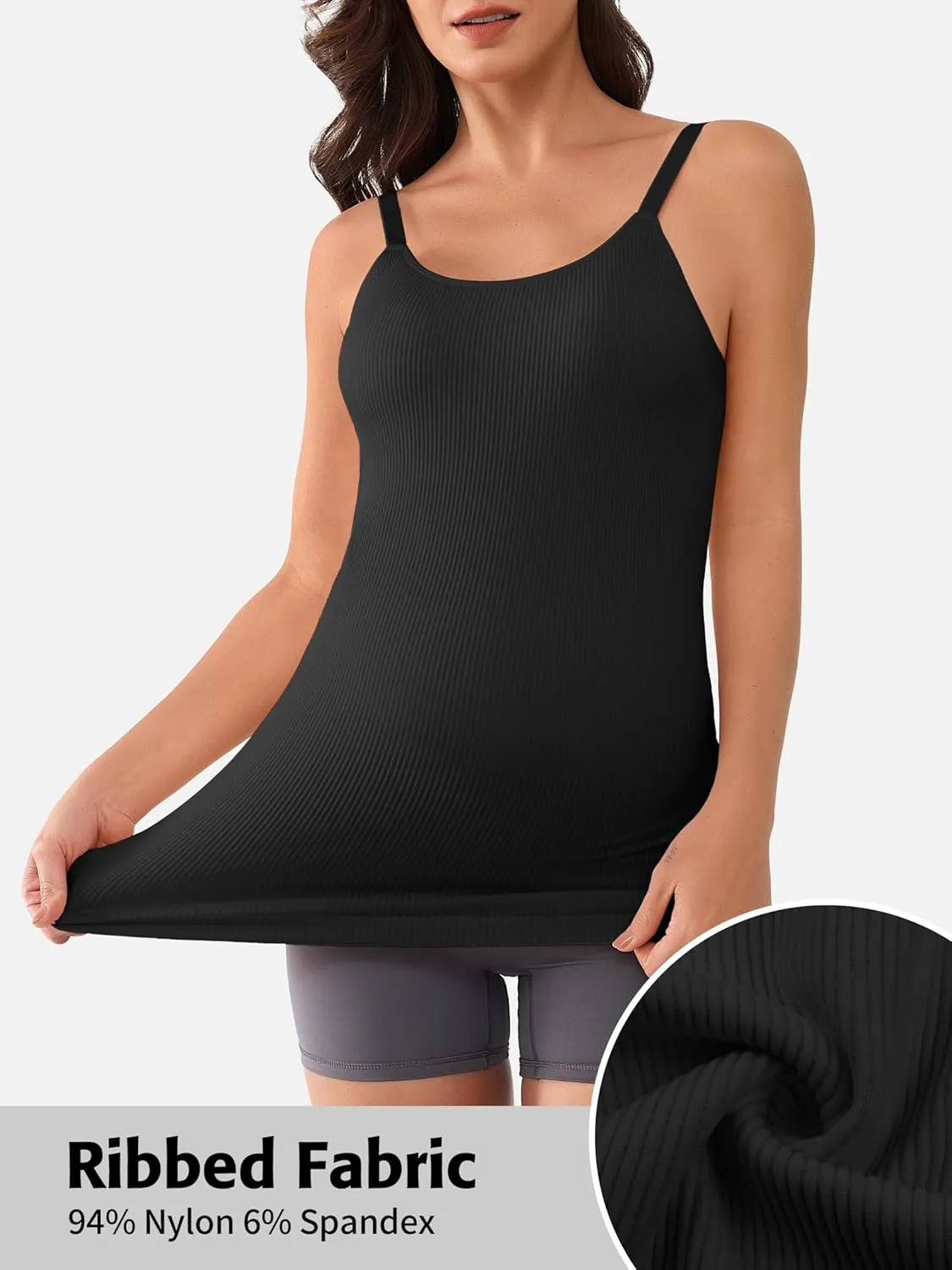 ATTRACO Maternity Tank Tops with Built in Bra Ribbed Pregnancy Clothes Adjustable Straps