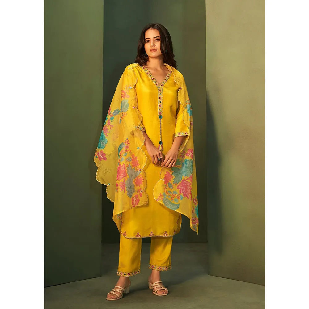 Autumnlane Yellow Veda Canary Kurta with Pant & Dupatta (Set of 3)