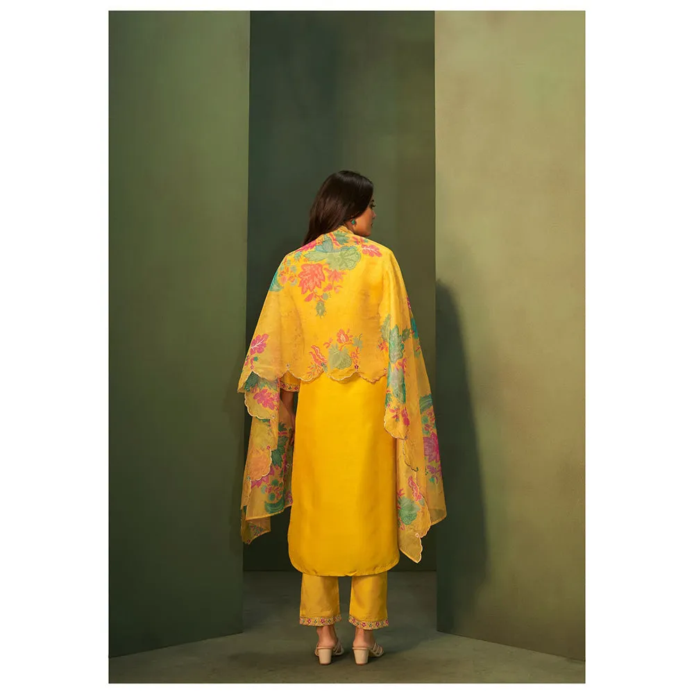 Autumnlane Yellow Veda Canary Kurta with Pant & Dupatta (Set of 3)