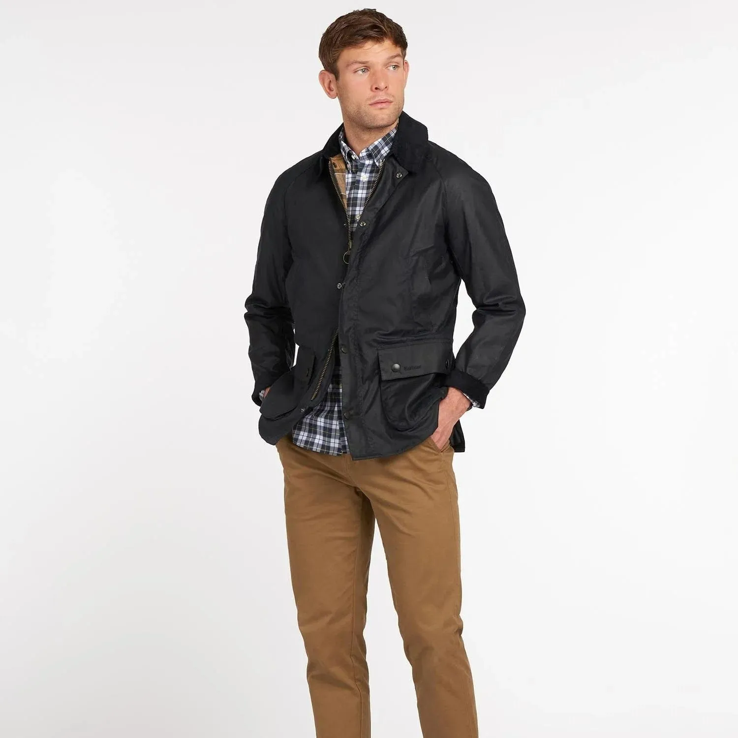 Barbour Ashby Wax Jacket In Navy