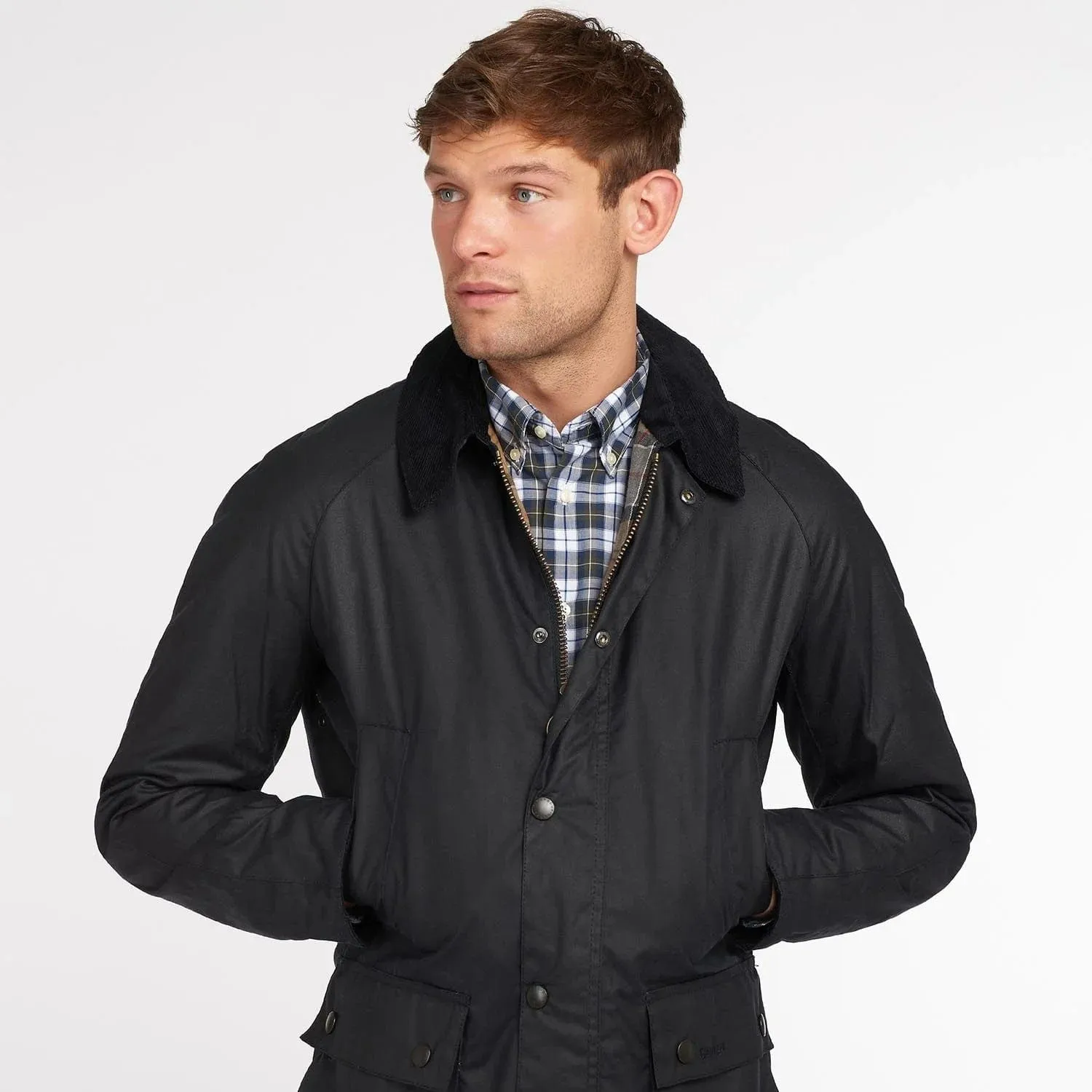 Barbour Ashby Wax Jacket In Navy