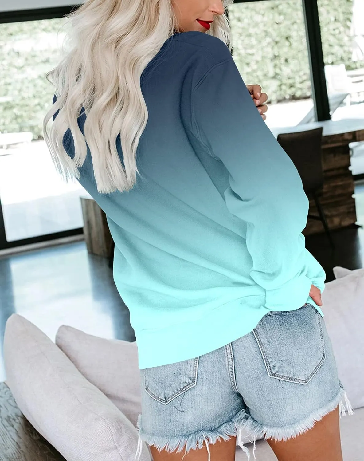 BeadChica Womens Casual Crewneck Sweatshirt Long Sleeve Tops Cute Pullover Loose Fit