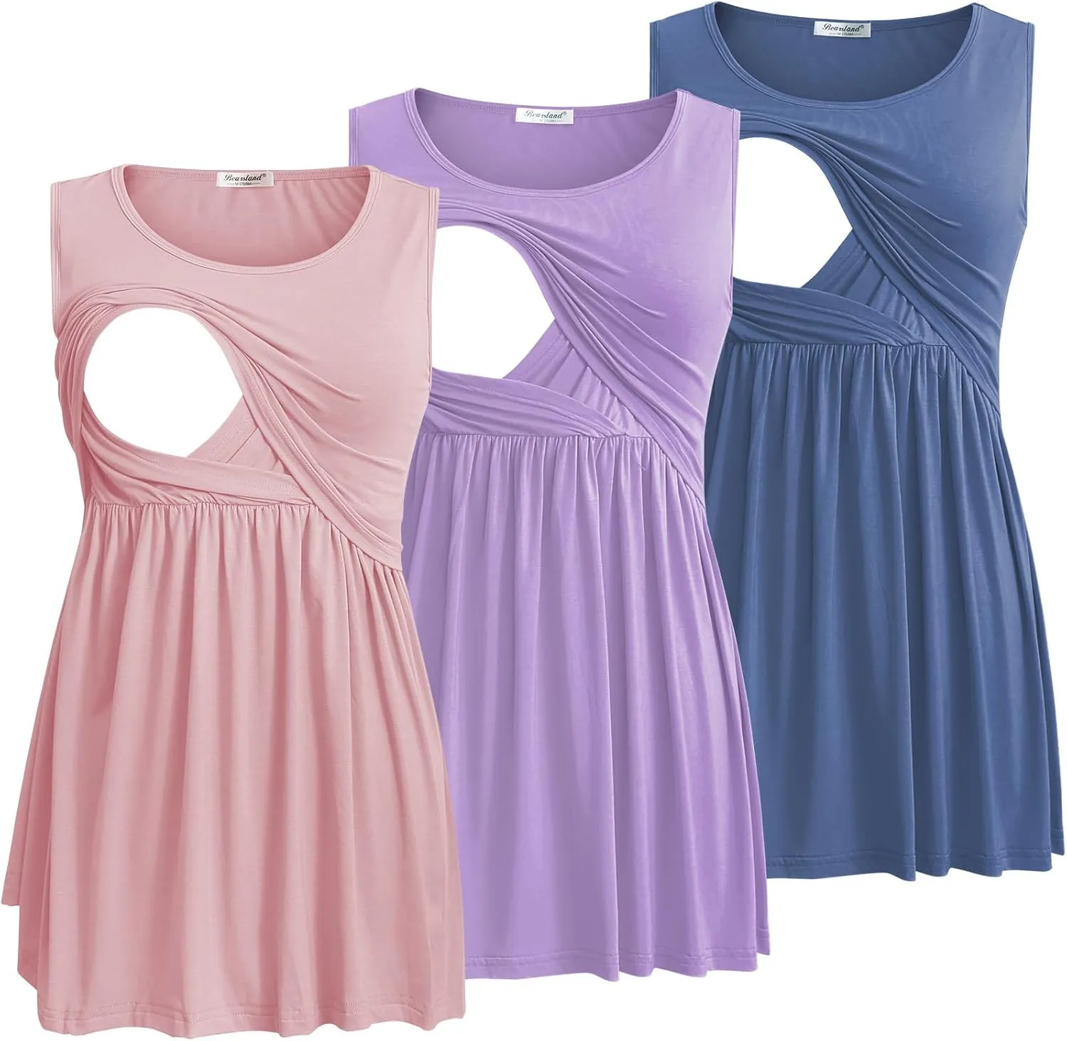 Bearsland Women's Maternity Nursing Tank Tops Sleeveless Scoop Neck Breastfeeding Shirt Pregnancy Clothes