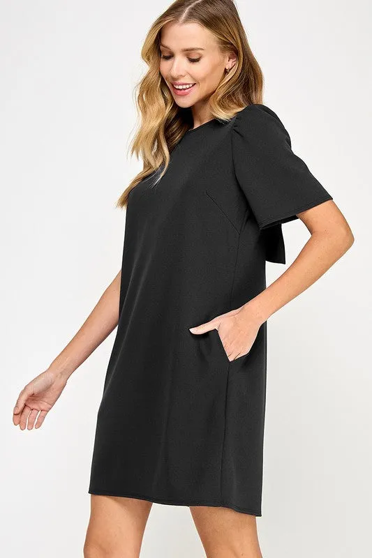 Black Bow Back Shift Dress