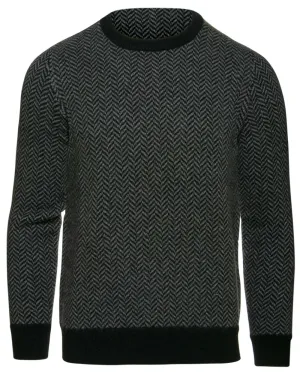 Black Flannel Print Cashmere Sweater