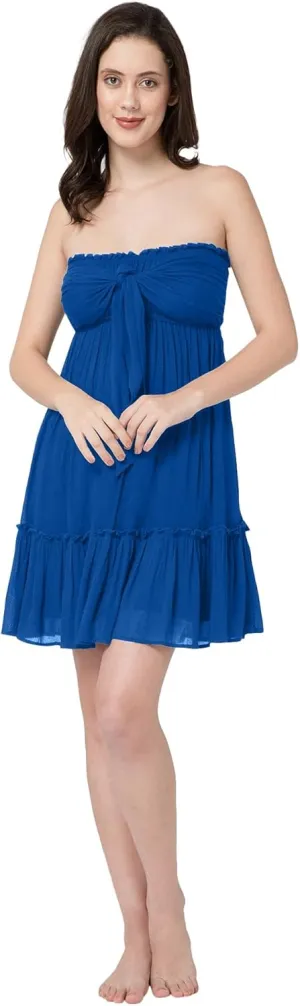 BoheeWohee Women's Summer Boho Beach Sleeveless Tie Front Mini Sundress for Vacation, Cruise, Resort, and Maternity
