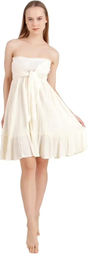 BoheeWohee Women's Summer Boho Beach Sleeveless Tie Front Mini Sundress for Vacation, Cruise, Resort, and Maternity