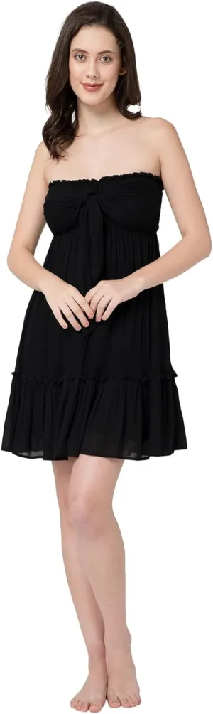 BoheeWohee Women's Summer Boho Beach Sleeveless Tie Front Mini Sundress for Vacation, Cruise, Resort, and Maternity