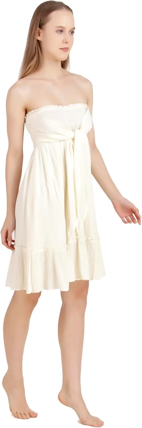 BoheeWohee Women's Summer Boho Beach Sleeveless Tie Front Mini Sundress for Vacation, Cruise, Resort, and Maternity