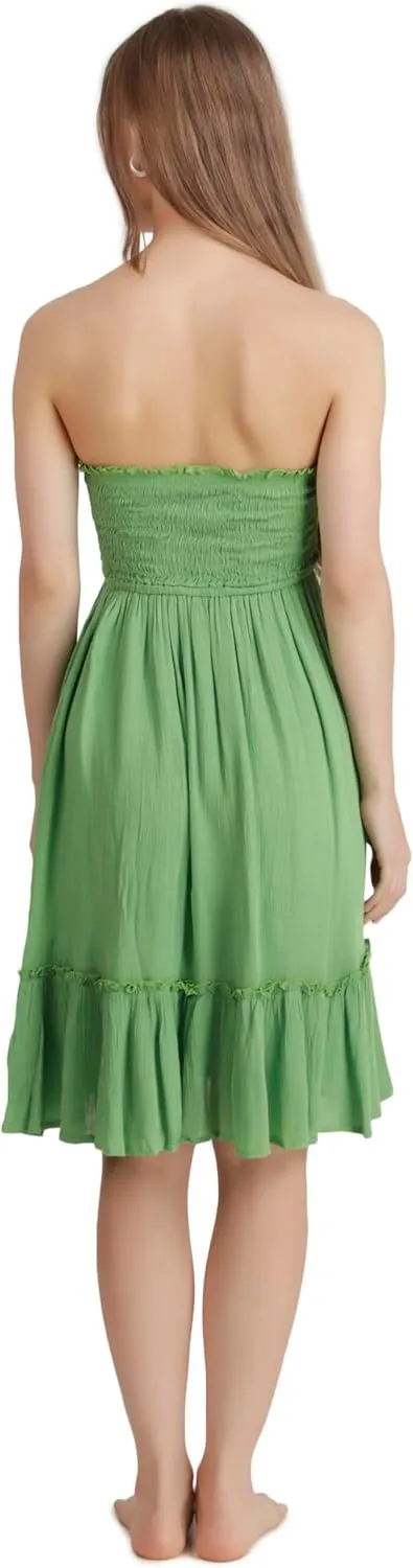 BoheeWohee Women's Summer Boho Beach Sleeveless Tie Front Mini Sundress for Vacation, Cruise, Resort, and Maternity