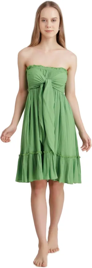 BoheeWohee Women's Summer Boho Beach Sleeveless Tie Front Mini Sundress for Vacation, Cruise, Resort, and Maternity