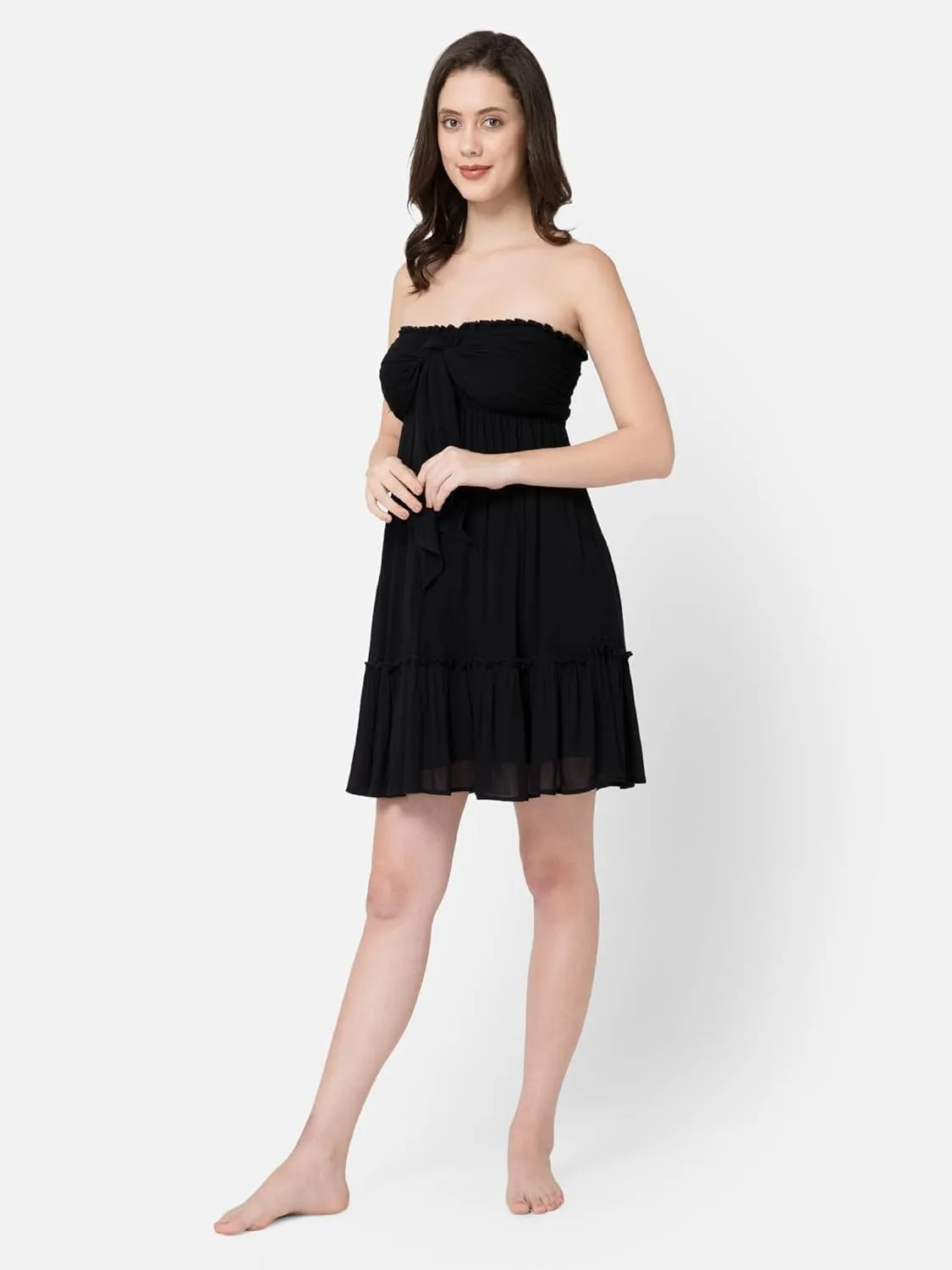 BoheeWohee Women's Summer Boho Beach Sleeveless Tie Front Mini Sundress for Vacation, Cruise, Resort, and Maternity