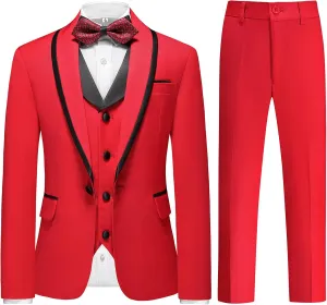Boys Tuxedo Suit Set Slim Fit Sizes 4-18 Blazer Vest Pants 3 Piece Formal Wedding Outfit for Kids