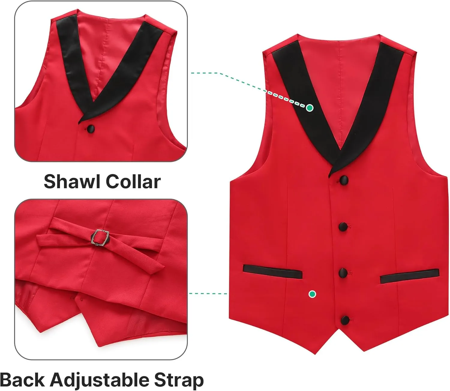 Boys Tuxedo Suit Set Slim Fit Sizes 4-18 Blazer Vest Pants 3 Piece Formal Wedding Outfit for Kids