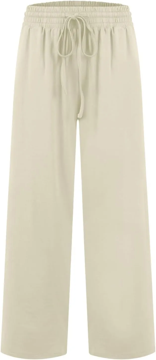 Capri Pants for Women, Black Wide Leg Pants for Women Cargo High Waisted Trousers Linen Petite Wide Leg Summer