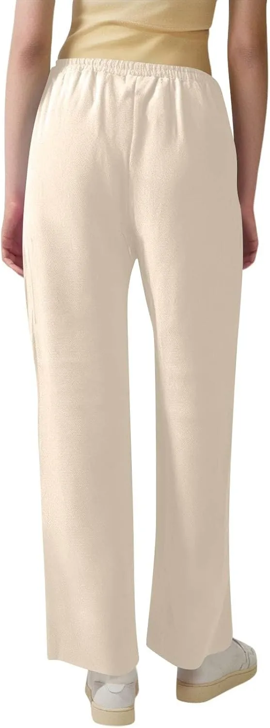 Capri Pants for Women Trousers, Petite Pants for Women Cotton Linen High Waisted Cargo Wide Leg Summer Petite