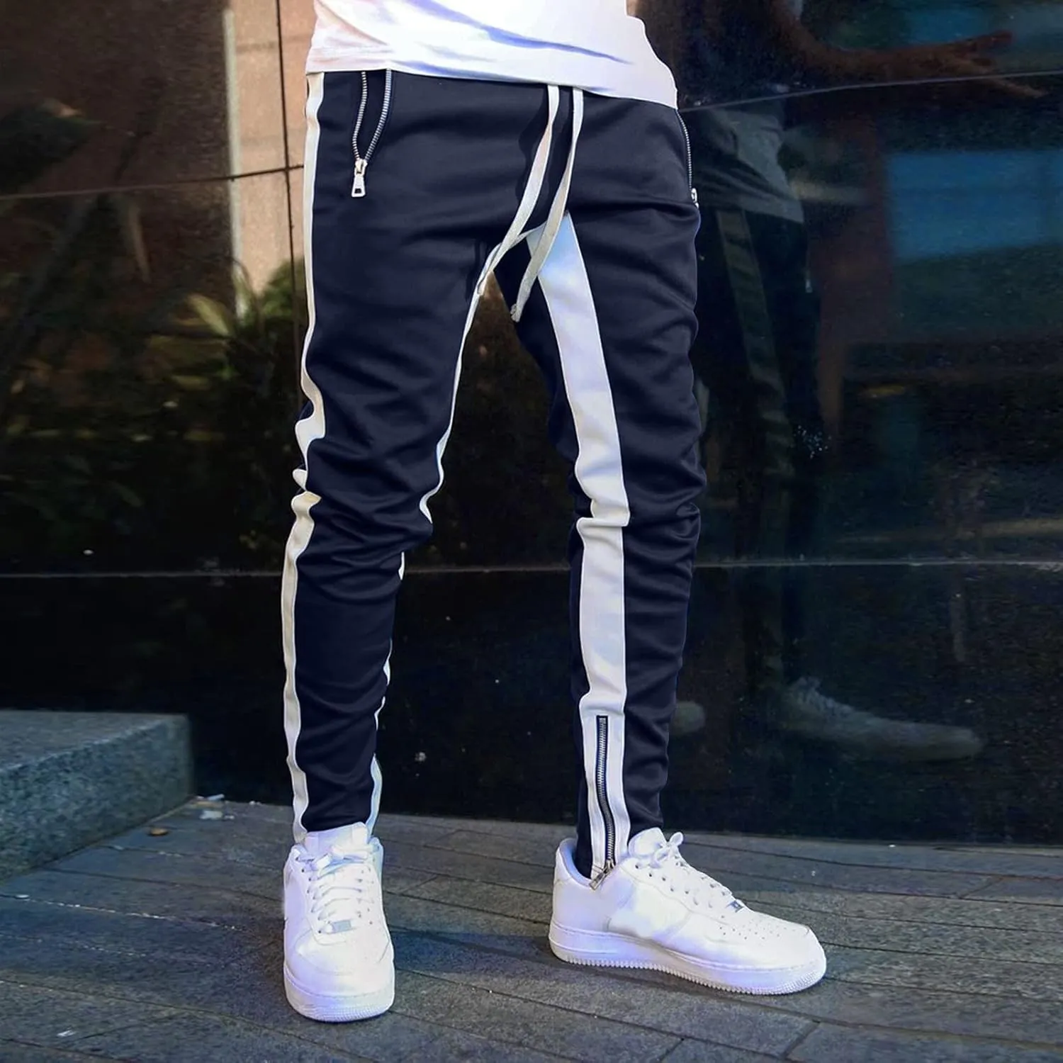 Cargo Pants for Men Work Pants Hip Hop Letter Printed Street Hip Hop Jogging Sweatpants Casual Elastic Waist Trousers