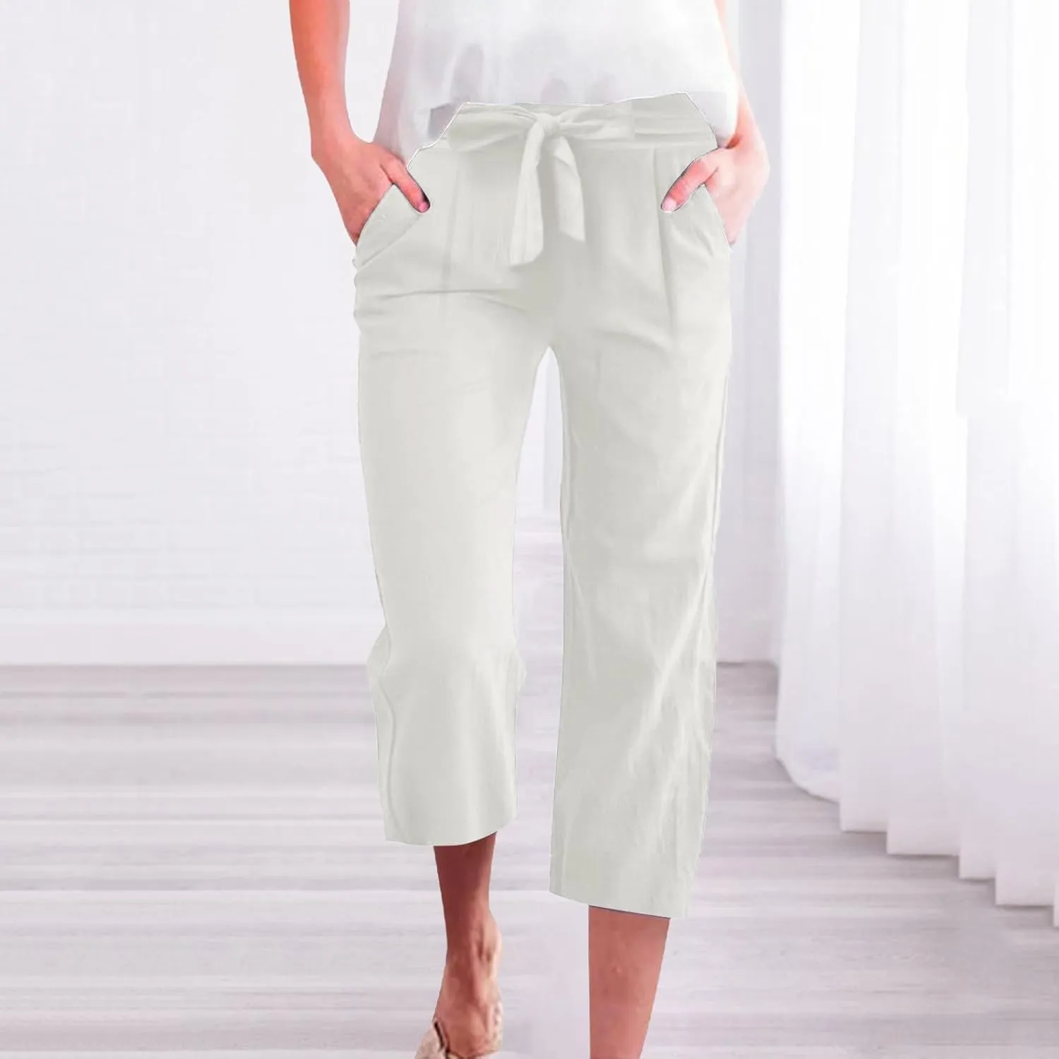 Cargo Pants Women Work,Womens Sweatpants Wide Leg Straight Leg Low Rise Petite Linen Cotton Capris