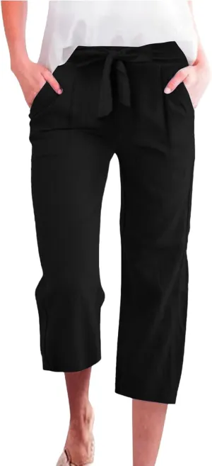 Cargo Pants Women Work,Womens Sweatpants Wide Leg Straight Leg Low Rise Petite Linen Cotton Capris
