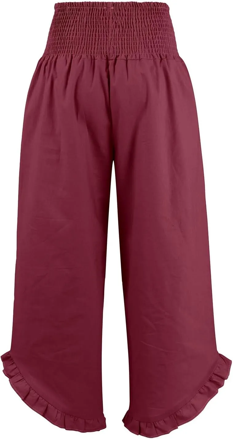 Cargo Pants Women,Womens Capris with Pockets Elastic High Waisted Linen Wide Leg Summer Pants for Women Trendy 2025
