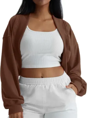 CHERFLY Womens Cropped Bolero Shrug Cardigan 2025 Batwing Y2k Sports Jacket Fall Outfits