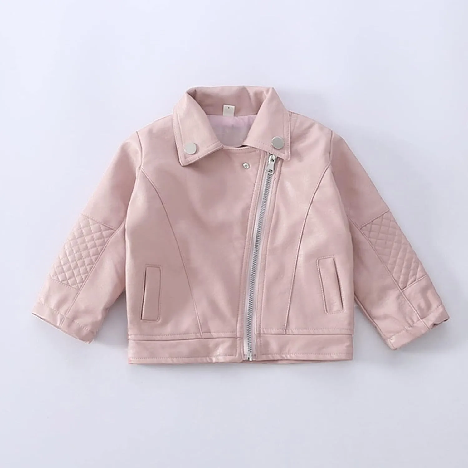 Children's Jacket Girl Boy Motorcycle Jacket Kid Outwear Solid Color Zipper Crop Coat Winter Coat Leather Windbreaker