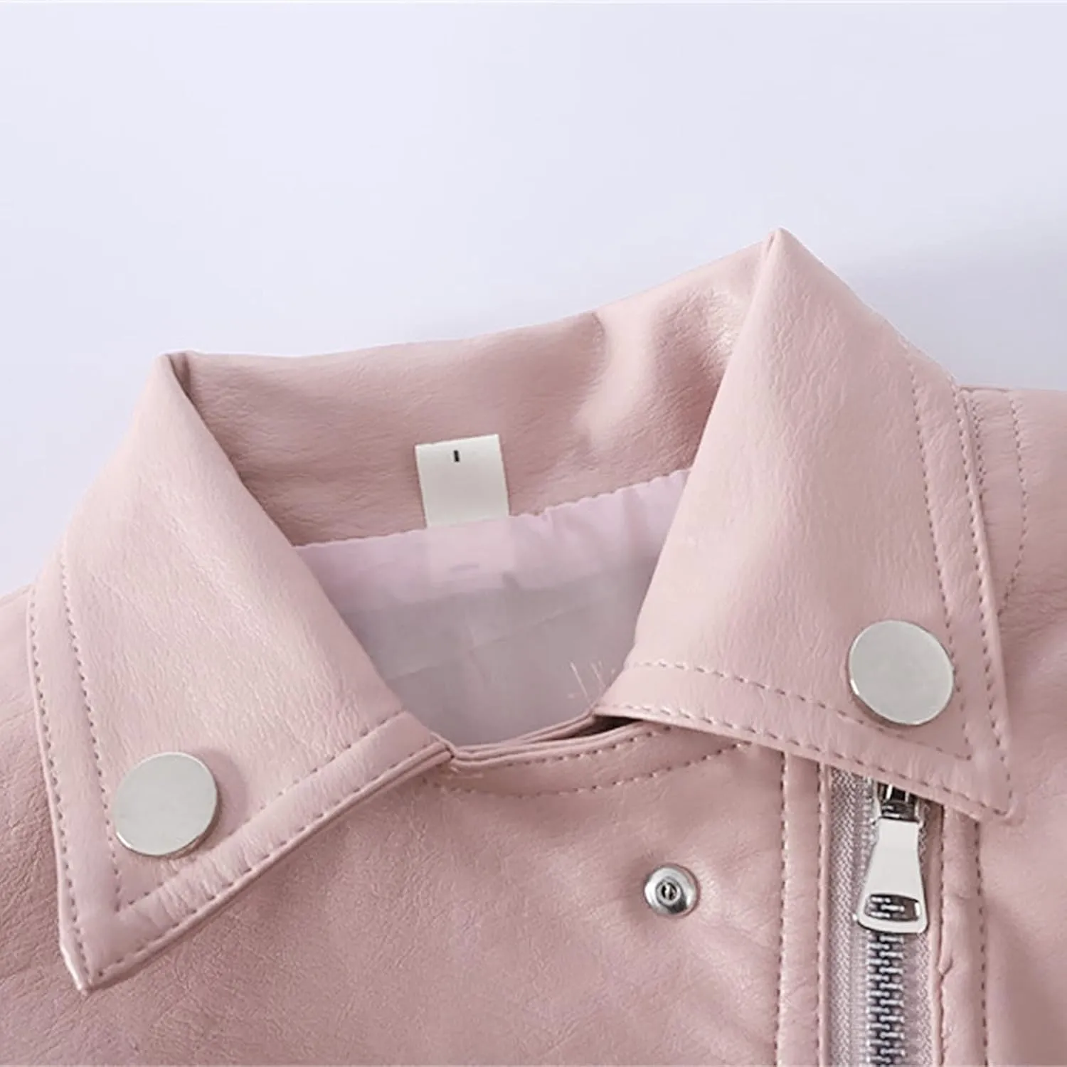 Children's Jacket Girl Boy Motorcycle Jacket Kid Outwear Solid Color Zipper Crop Coat Winter Coat Leather Windbreaker