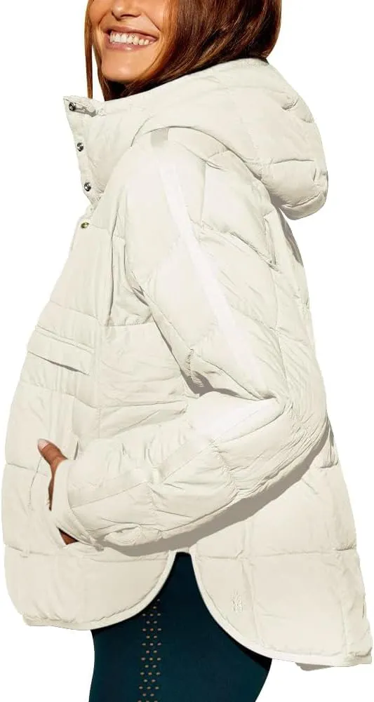 chouyatou Women's Quilted Pullover Puffer Jacket Packable Hooded Oversize Winter Coat Tops