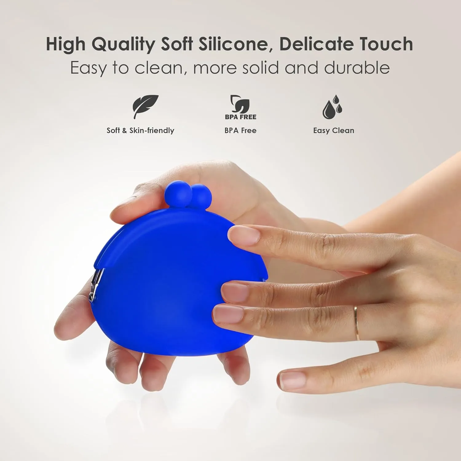 Coin Purse for Women  Silicone Small Coin Pouch with Kiss Lock for Coins, Keys, Lipstick, and Earphones  Mini Cute Change Purse, Coin Purse & Pouch for Daily Life, Cars, Travel, Party (Cobalt Blue)