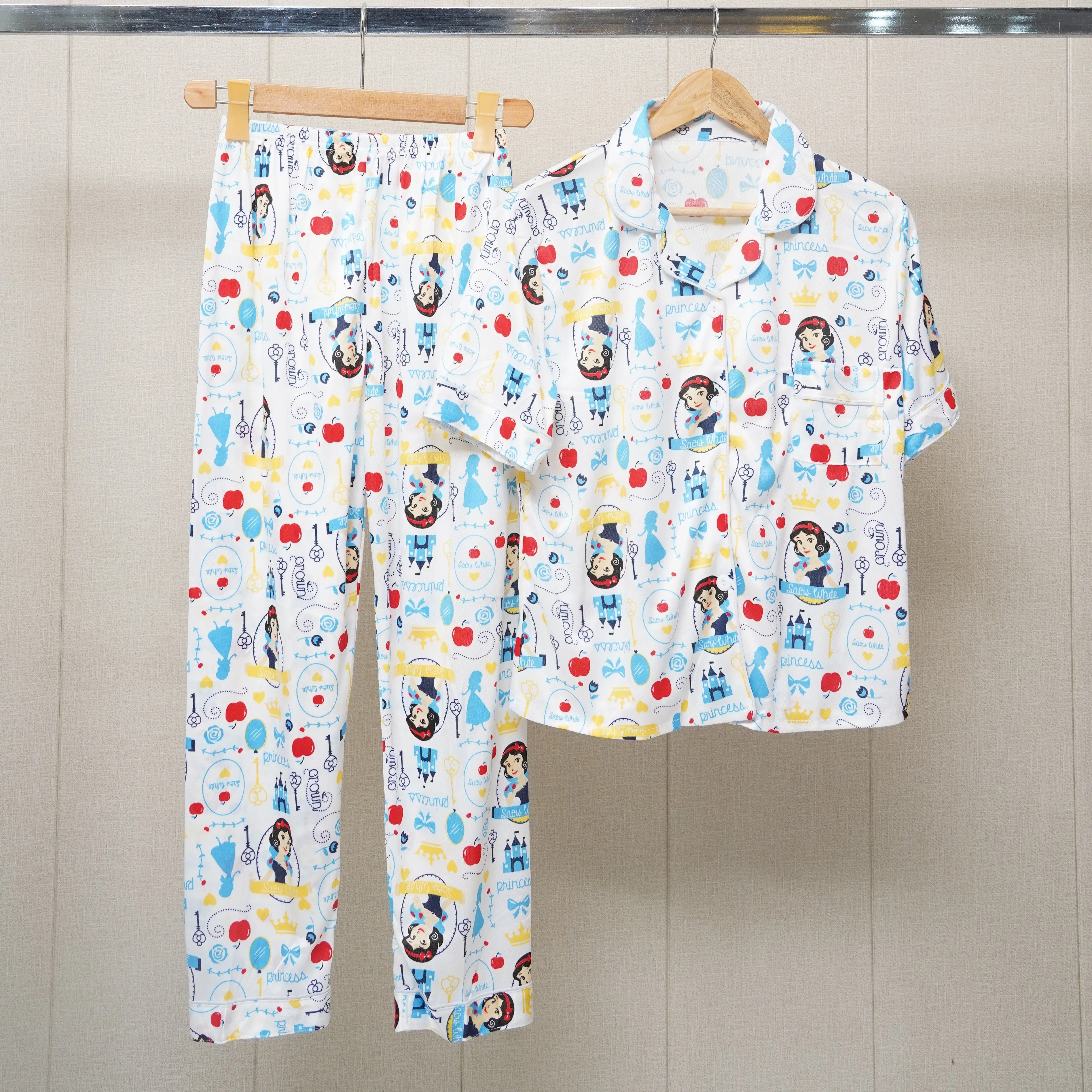 Collar Shirt And Pants 2 Piece Sleep Pajama Set (WF-006)