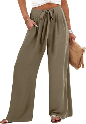 Cotton Linen Womens Capri Pants High Waisted Petite Trousers, Baggy Cargo Pants Women Cargo Wide Leg Summer