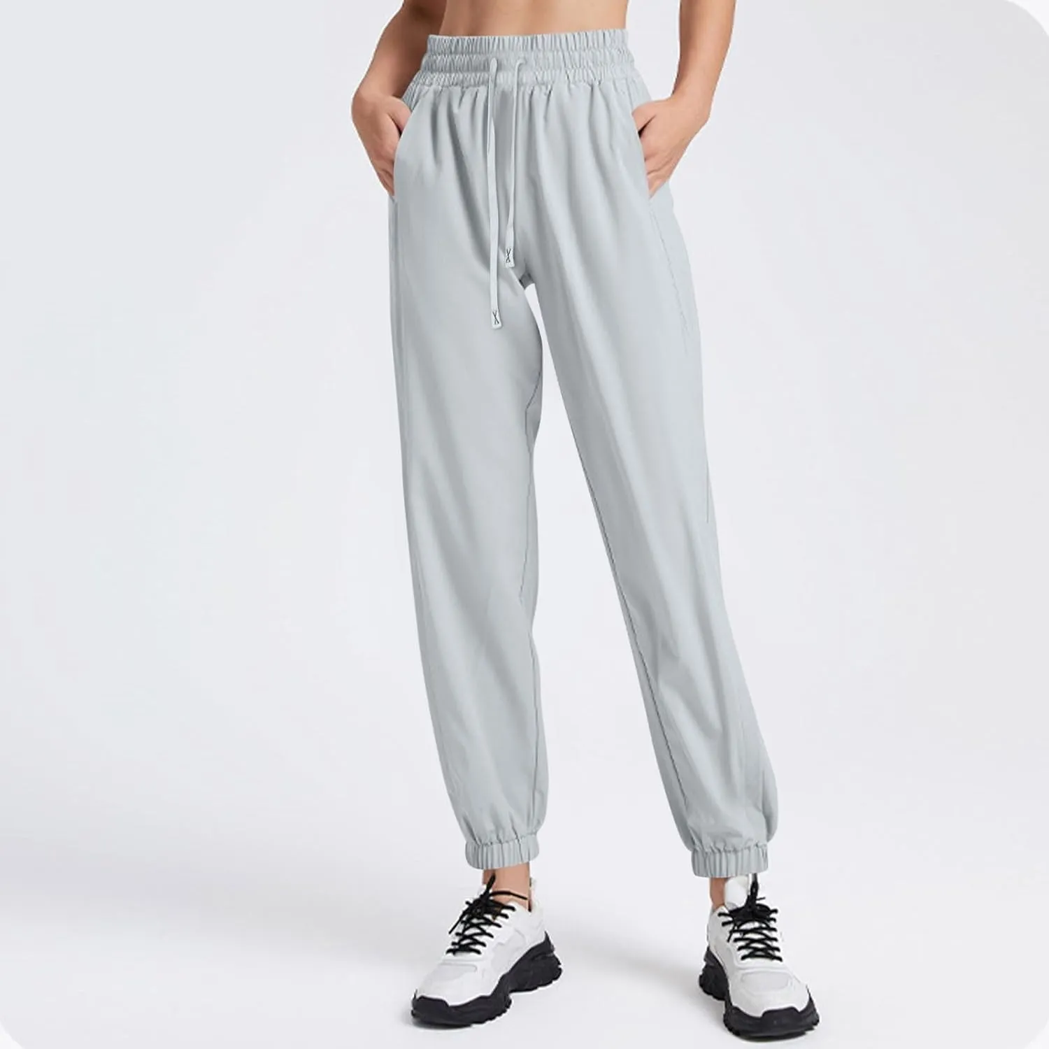 Cotton Linen Womens Sweatpants,Women's Pants Wide Leg Flowy Trousers with Pockets High Waisted Business Casual