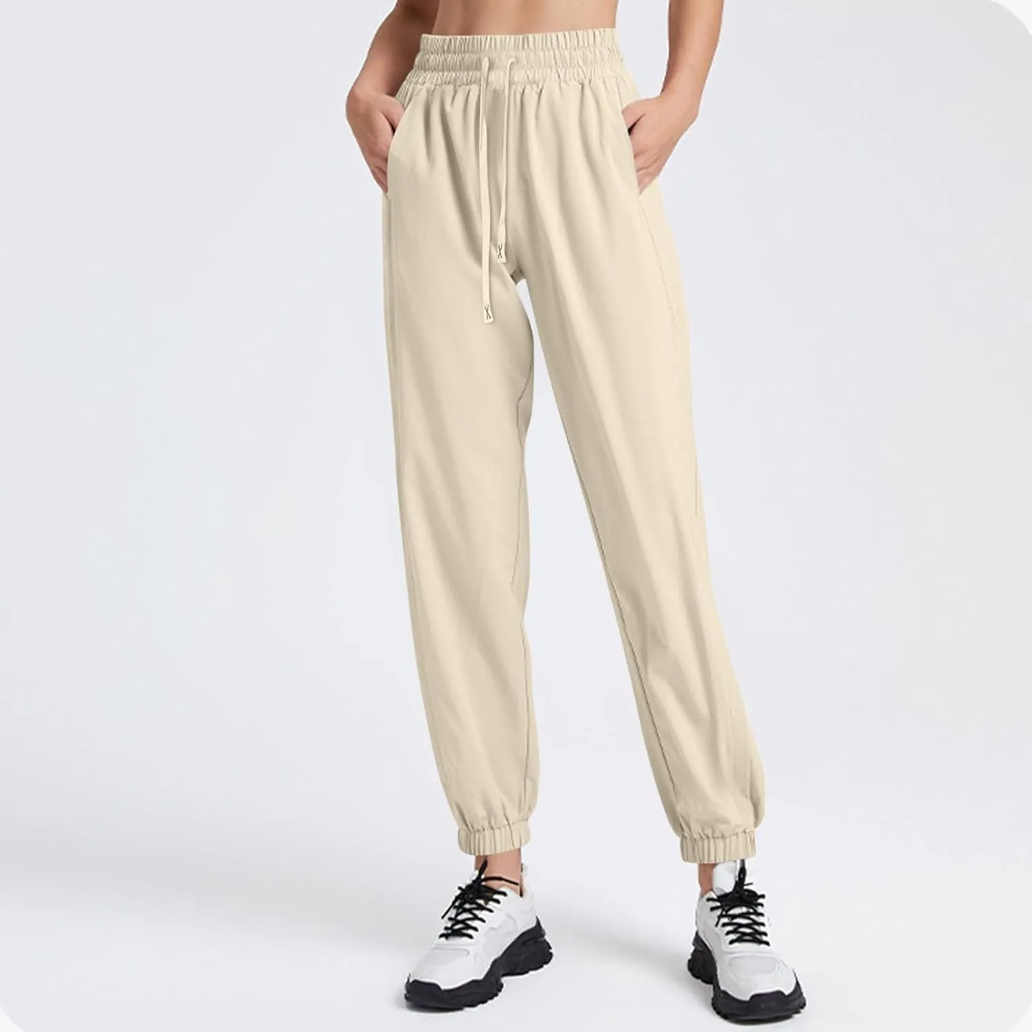 Cotton Linen Womens Sweatpants,Women's Pants Wide Leg Flowy Trousers with Pockets High Waisted Business Casual