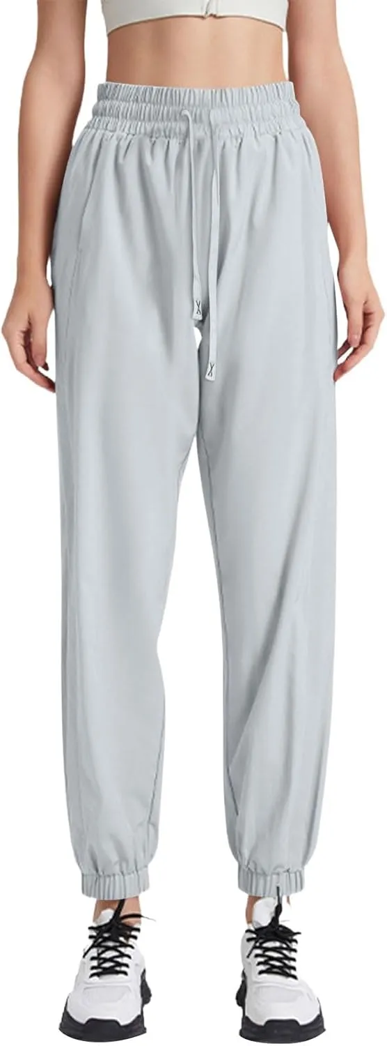 Cotton Linen Womens Sweatpants,Women's Pants Wide Leg Flowy Trousers with Pockets High Waisted Business Casual