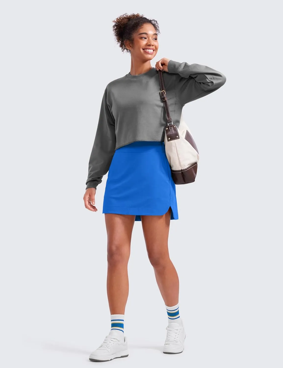 CRZ YOGA High Waisted Golf Skirts for Women A Line Tennis Athletic Casual Skort with Inner Shorts Pockets