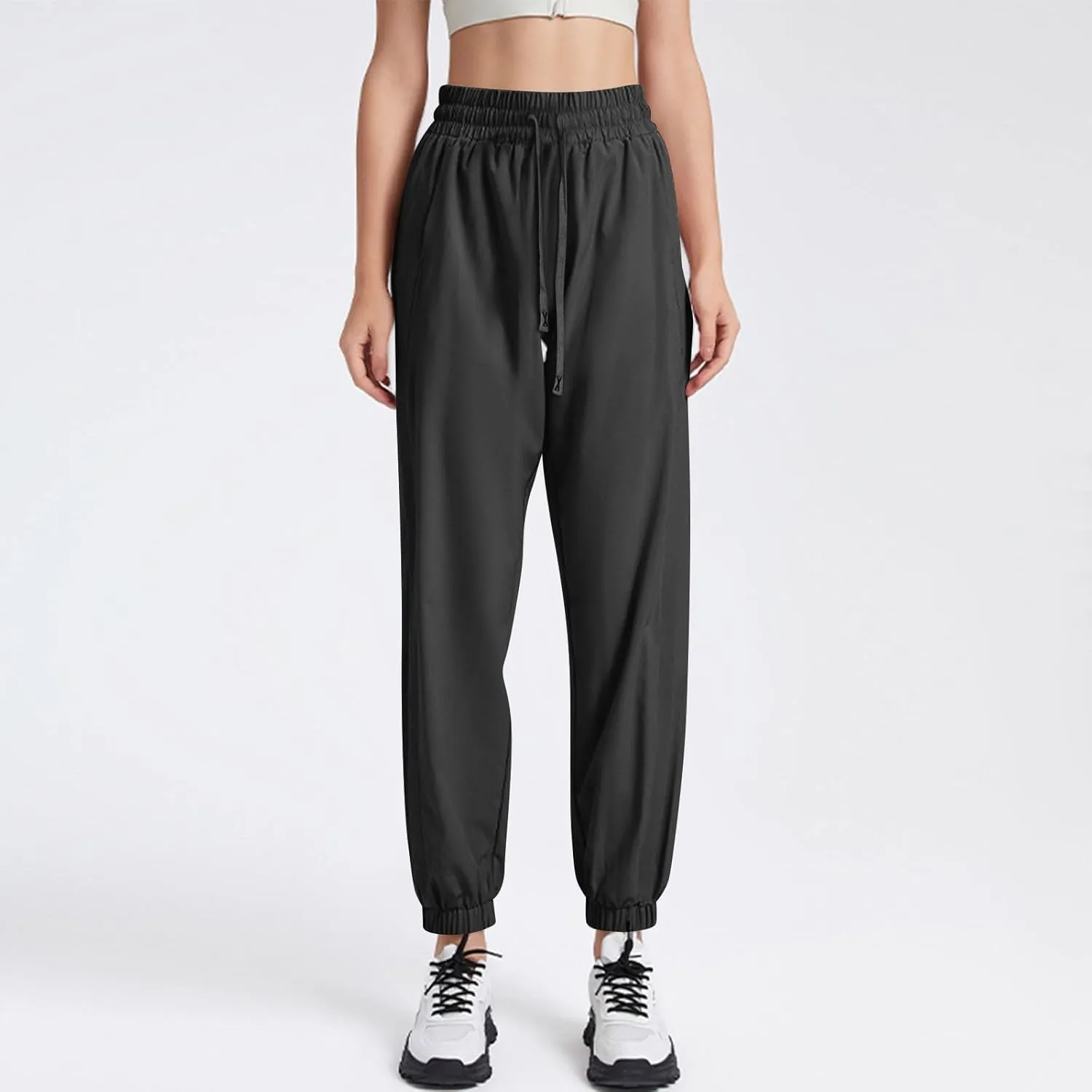 Flowy Pants for Women Palazzo Workout, Capris Pants for Women High Waisted Linen Straight Leg Summer Trousers