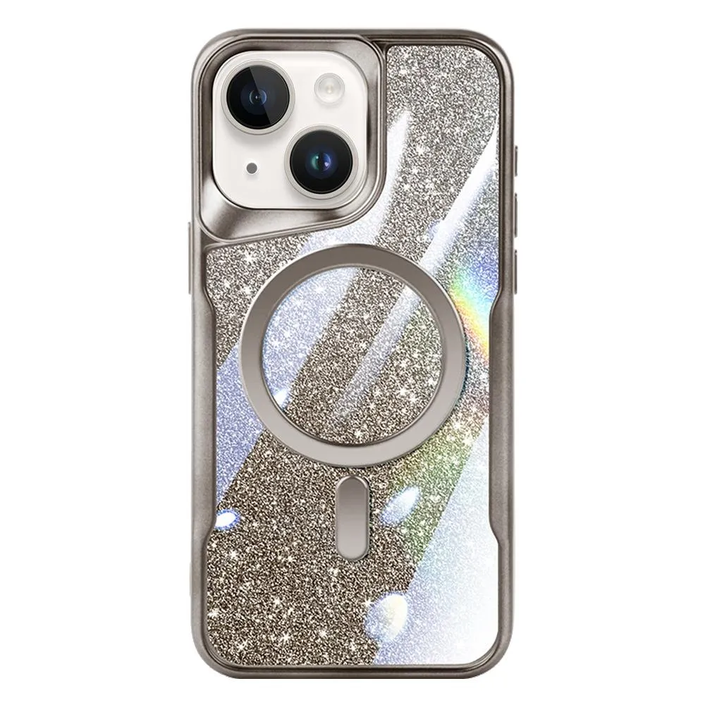 For Iphone 15 Blade Magsafe Magnetic Gradient Glitter Pc Phone Case