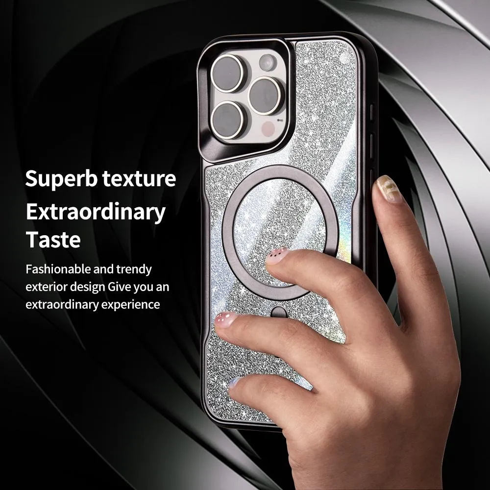 For Iphone 15 Blade Magsafe Magnetic Gradient Glitter Pc Phone Case