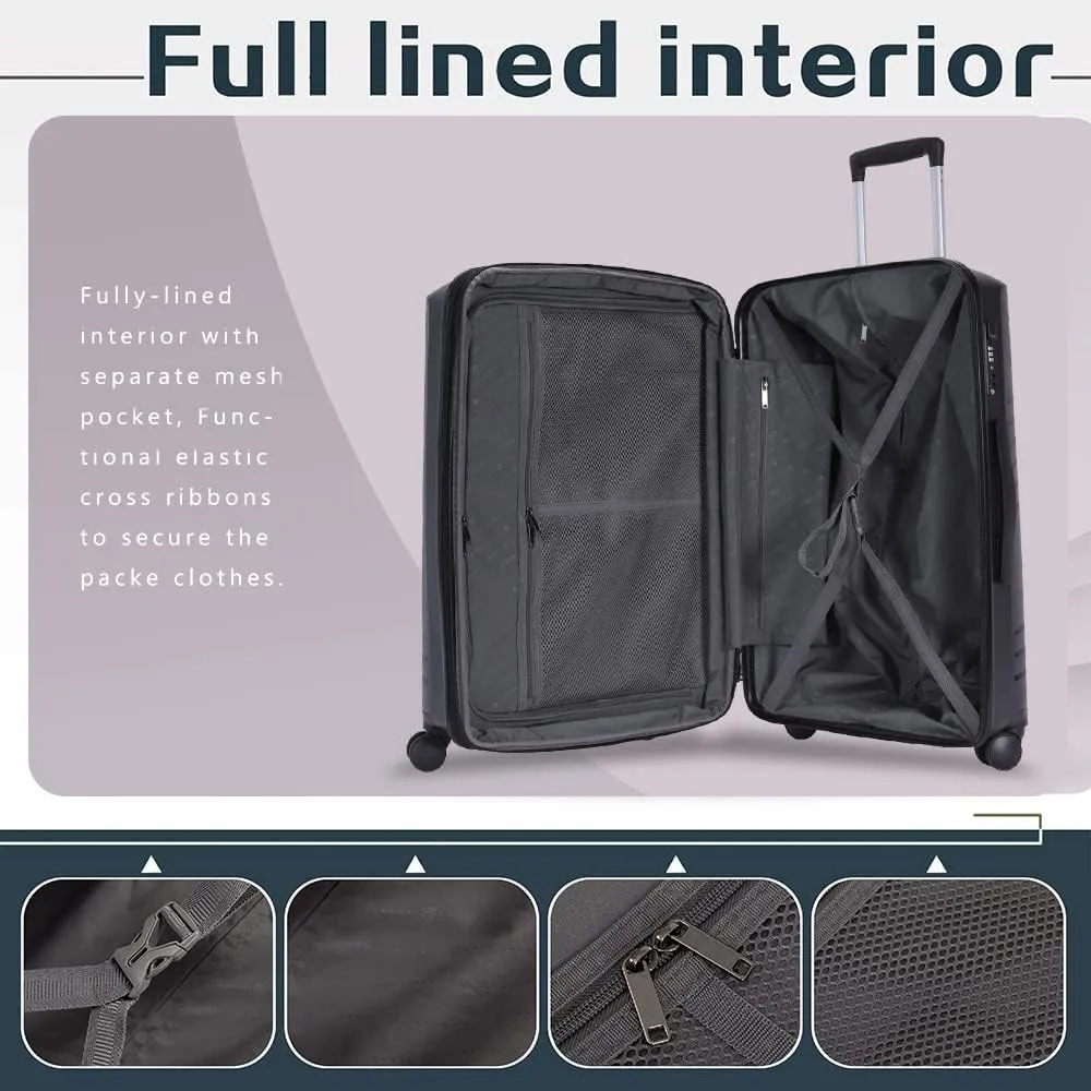 GinzaTravel Rune series expandable 2 Luggage Sets,Lightweight Hardside Suitcase With Spinner Wheels TSA Lock,PP material business fashion suitcase