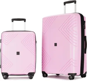 GinzaTravel Rune series expandable 2 Luggage Sets,Lightweight Hardside Suitcase With Spinner Wheels TSA Lock,PP material business fashion suitcase