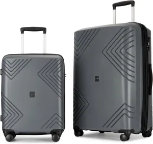 GinzaTravel Rune series expandable 2 Luggage Sets,Lightweight Hardside Suitcase With Spinner Wheels TSA Lock,PP material business fashion suitcase