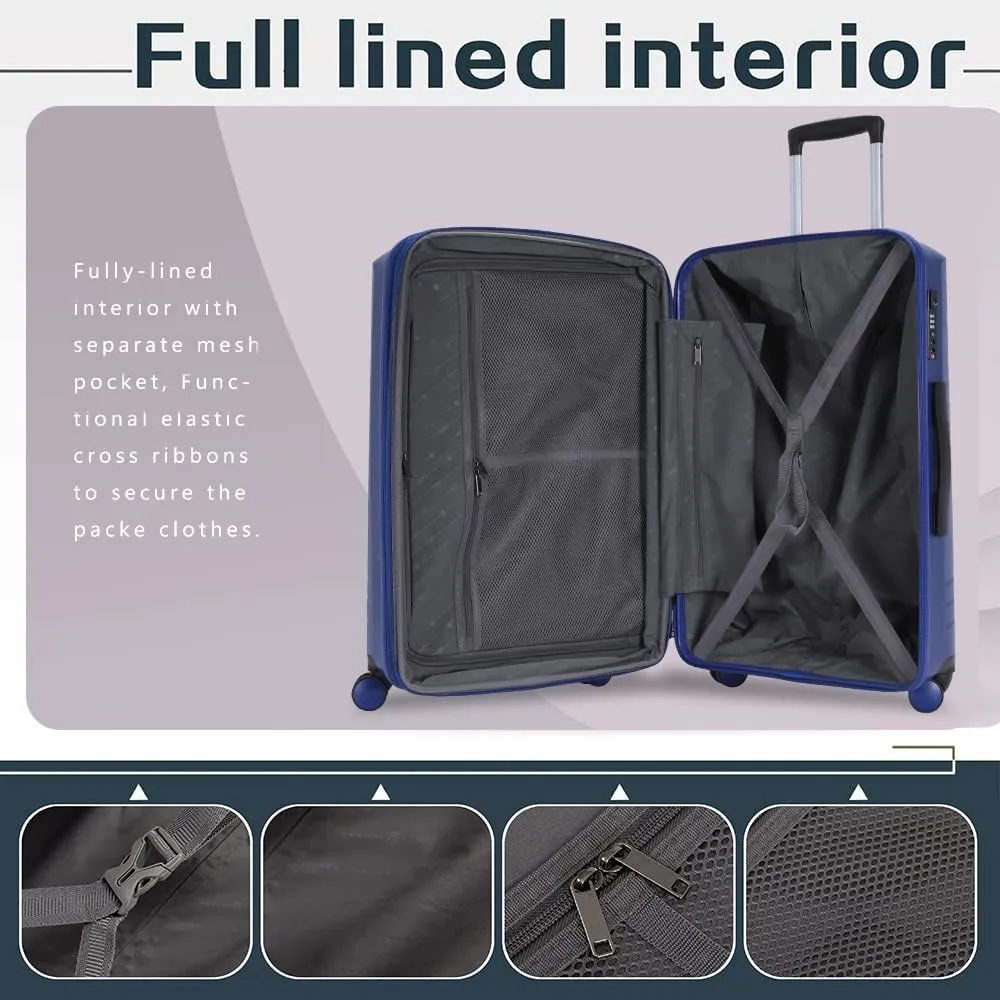 GinzaTravel Rune series expandable 3 Luggage Sets,Lightweight Hardside Suitcase With Spinner Wheels TSA Lock,PP material business fashion suitcase