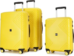 GinzaTravel Rune series expandable 3 Luggage Sets,Lightweight Hardside Suitcase With Spinner Wheels TSA Lock,PP material business fashion suitcase