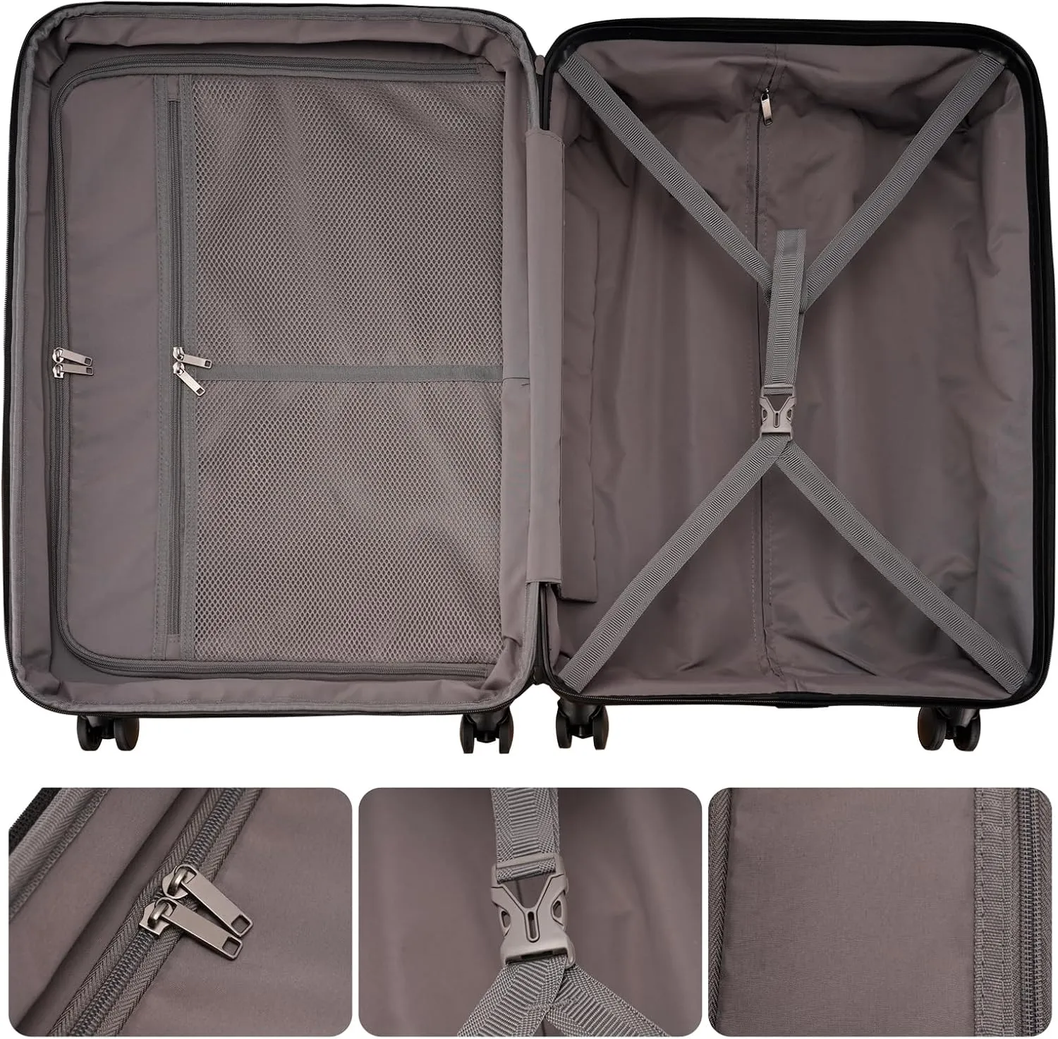 GinzaTravel Rune series expandable 3 Luggage Sets,Lightweight Hardside Suitcase With Spinner Wheels TSA Lock,PP material business fashion suitcase