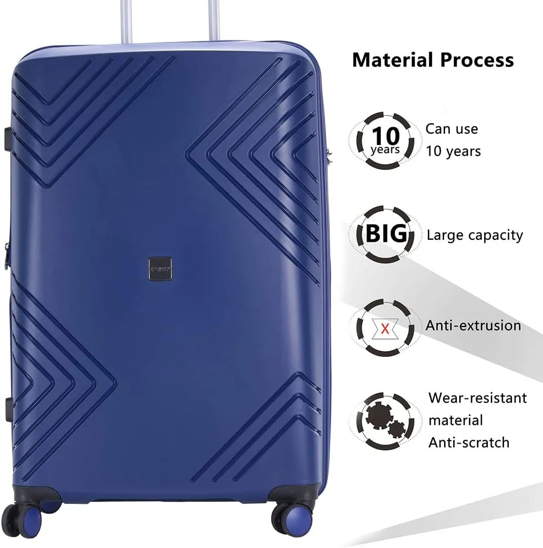 GinzaTravel Rune series expandable 3 Luggage Sets,Lightweight Hardside Suitcase With Spinner Wheels TSA Lock,PP material business fashion suitcase