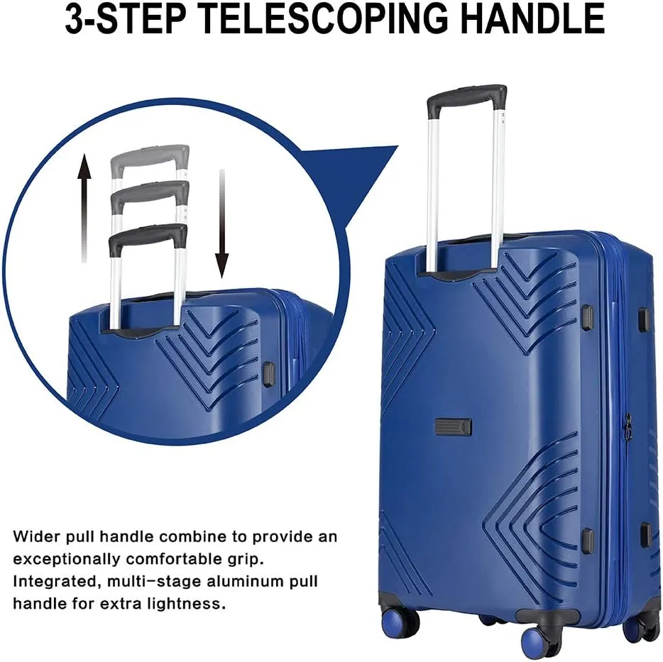 GinzaTravel Rune series expandable 3 Luggage Sets,Lightweight Hardside Suitcase With Spinner Wheels TSA Lock,PP material business fashion suitcase
