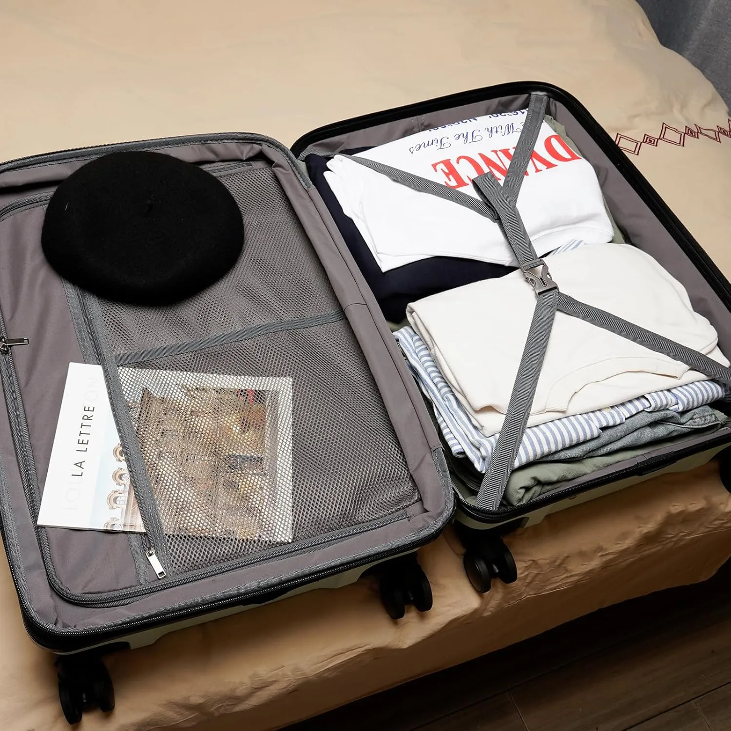 GinzaTravel Rune series expandable 3 Luggage Sets,Lightweight Hardside Suitcase With Spinner Wheels TSA Lock,PP material business fashion suitcase