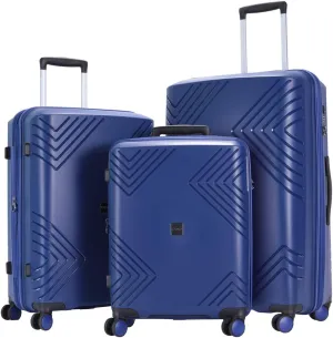 GinzaTravel Rune series expandable 3 Luggage Sets,Lightweight Hardside Suitcase With Spinner Wheels TSA Lock,PP material business fashion suitcase